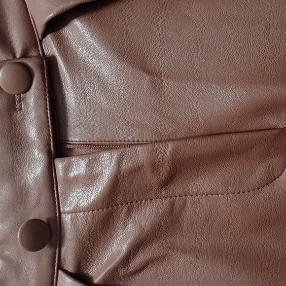 Spring Color Forever 21 Beige Faux Leather Trousers, With Zippper & Pockets New - Picture 11 of 12